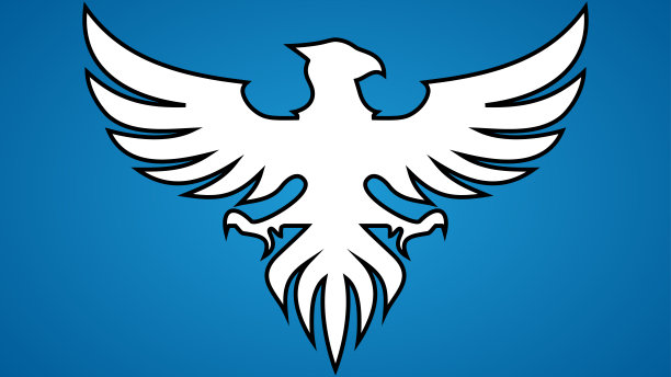 白色的鸟标志在蓝色的背景图片下载