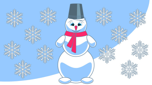 雪人和雪花冬天卡片图片下载