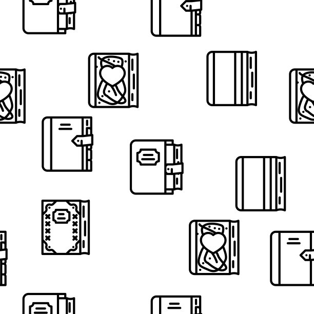 日记纸文具配件矢量无缝图案图片下载