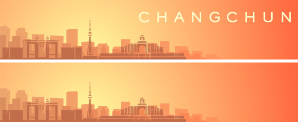 长春美丽天际线风景横幅图片下载