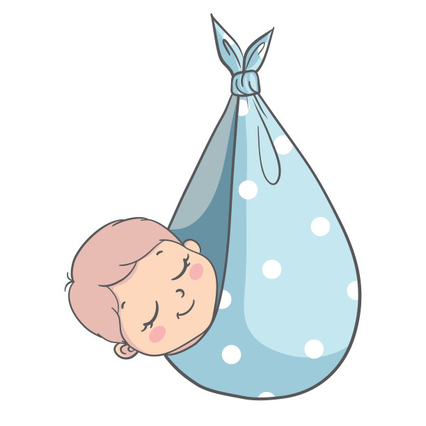 一个小男孩睡得很香。为健康的睡眠，儿童床上用品，床上用品的标志模板。图片下载