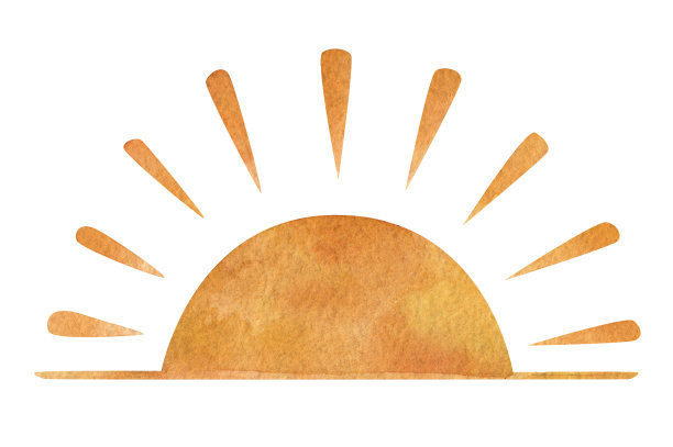 太阳，白色背景上的水彩元素图片下载