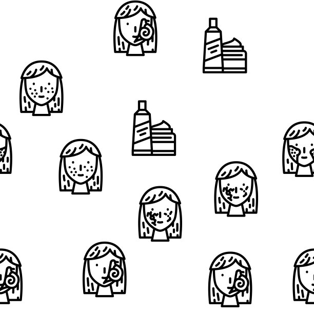 面部皮肤护理和治疗向量无缝模式图片下载