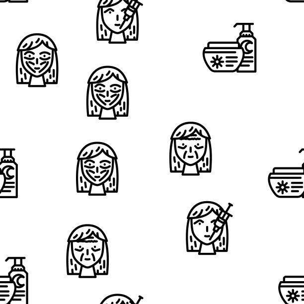 面部皮肤护理和治疗向量无缝模式图片下载