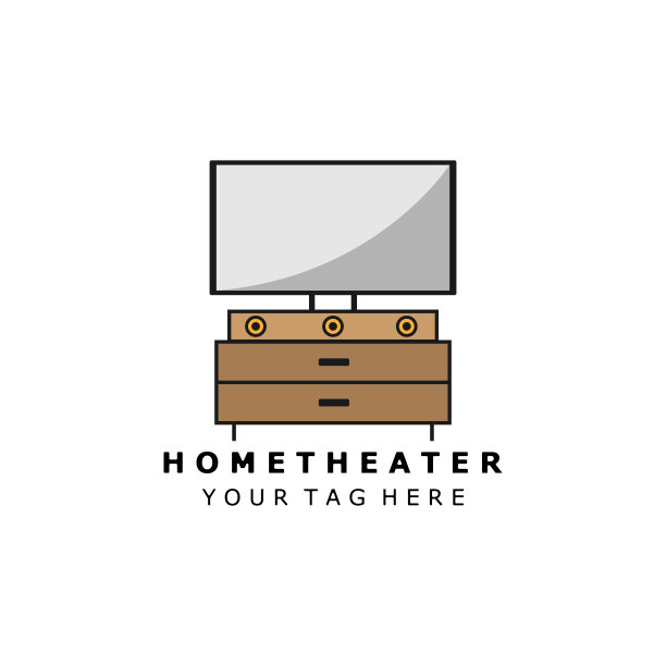 家庭影院标志颜色矢量插图设计图片下载