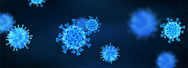 科学背景与Covid-19病毒蓝色背景图片下载