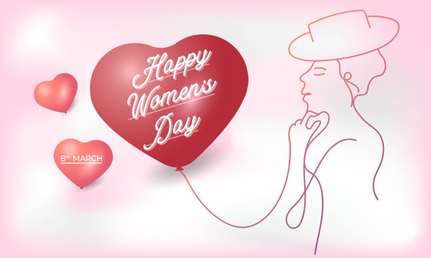 快乐国际妇女节线艺心插画背景图片下载