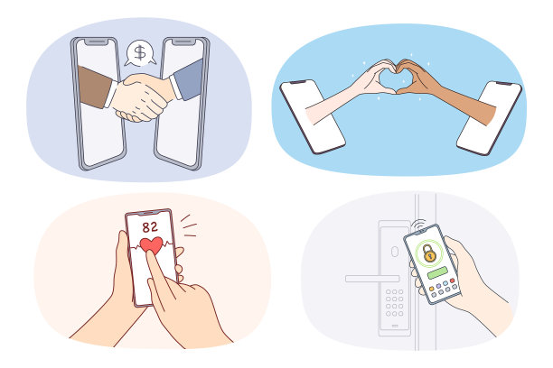 一组人使用智能手机上网图片下载