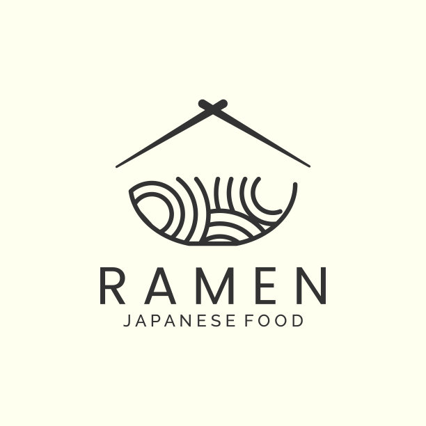 面条日本极简线条艺术标志图标模板矢量设计图片下载