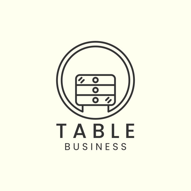 桌子家具极简线条艺术标志徽标图标矢量插图模板设计图片下载