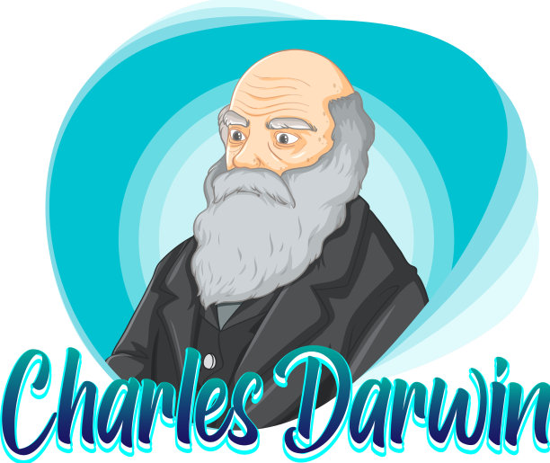 查尔斯·达尔文的卡通肖像图片下载