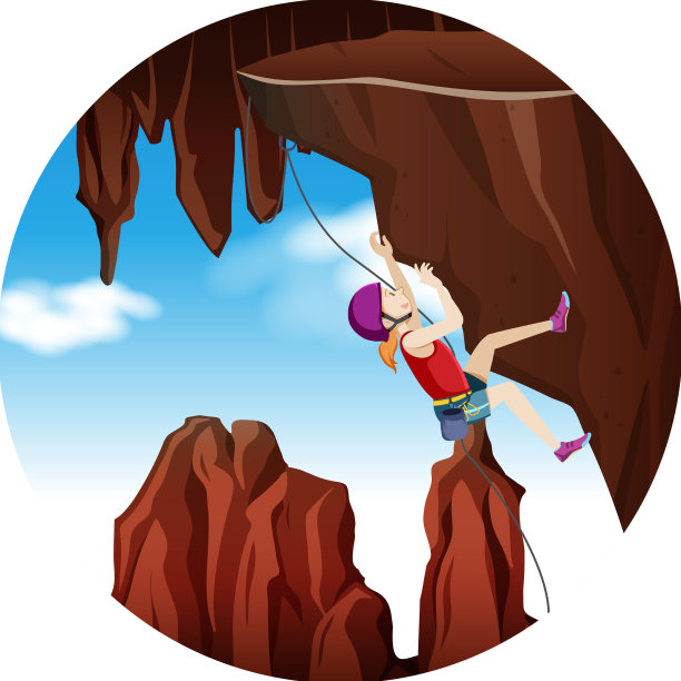 场景中，人们正在攀登岩石山图片下载