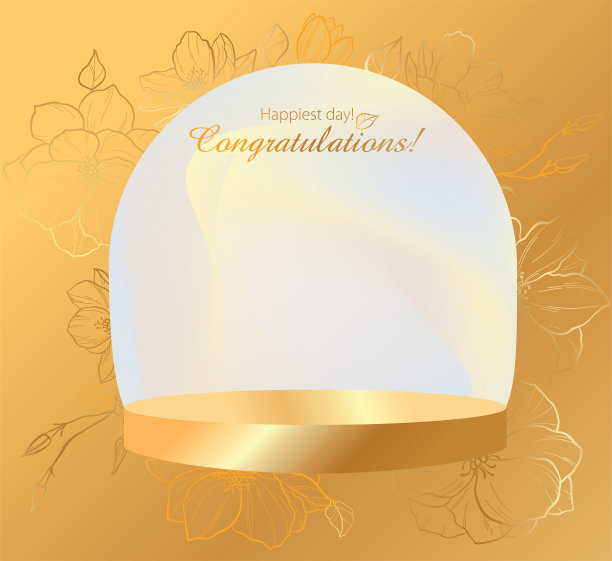 金色的讲台背景与鲜花图片下载