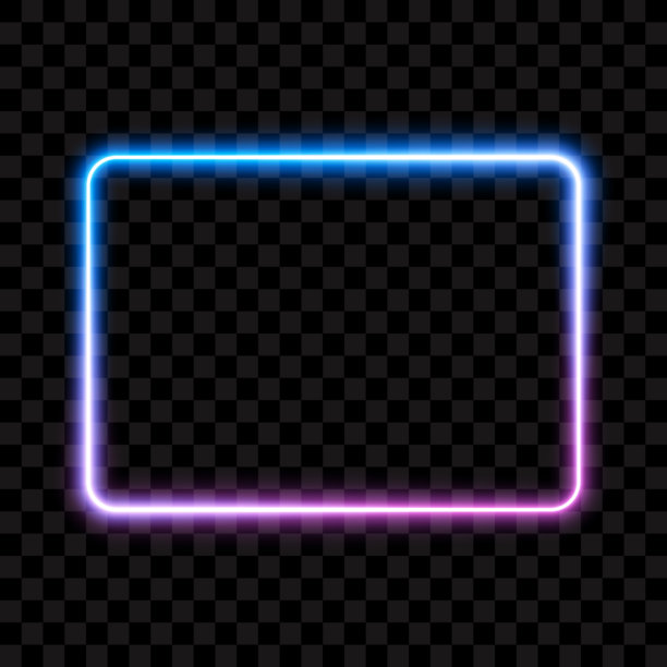 霓虹灯矩形框架，粉红色和蓝色，矢量插图。图片下载