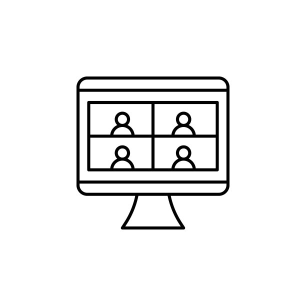 远程工作，远程学习或在线视频课程与九人平面矢量图标的会议应用程序和网站图片下载