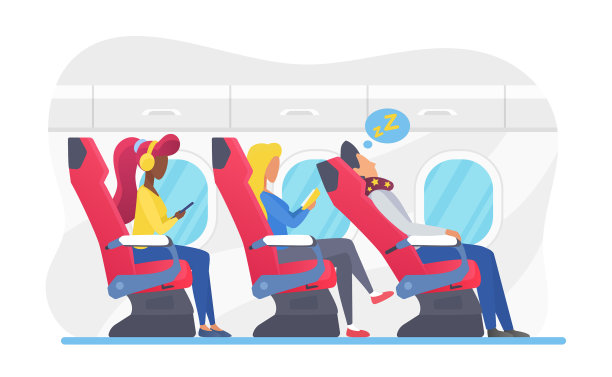 飞机乘客享受他们的飞行时间图片下载