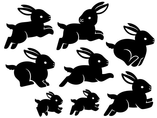 奔跑的兔子剪影插图集图片下载