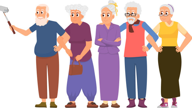 老年人群老年人拥抱和做图片下载