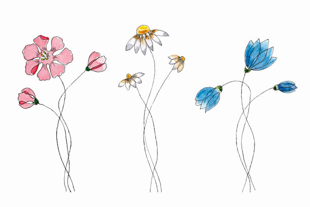 手绘野花田野花水彩图片下载