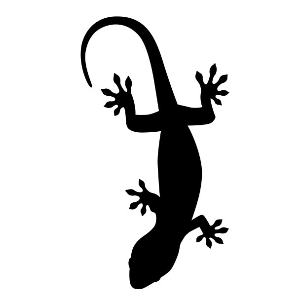 壁虎的剪影图(白色背景，矢量，裁剪)图片下载