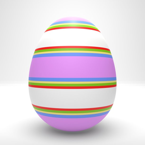 孤立的单个现实的3D鸡蛋站在白色背景的中间图片下载