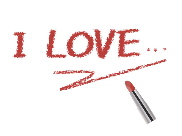 用口红写的“我爱”的插图图片下载