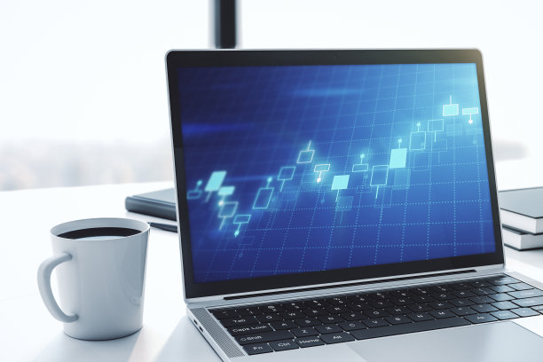 电脑显示器，带有抽象的财务图表，财务和交易概念。三维渲染图片下载