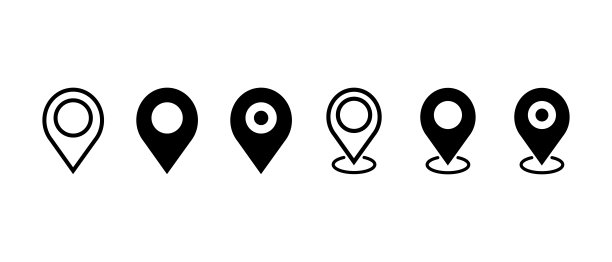 针位置矢量图标设置。黑线定位图指针符号图片下载