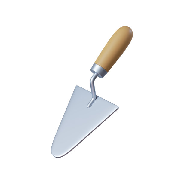 3d渲染，手动镘刀工具。建筑剪辑艺术孤立在白色背景图片下载