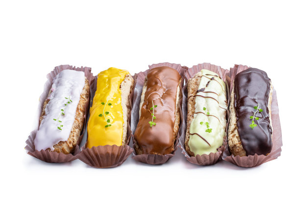 一套装饰的泡芙条孤立在白色图片下载