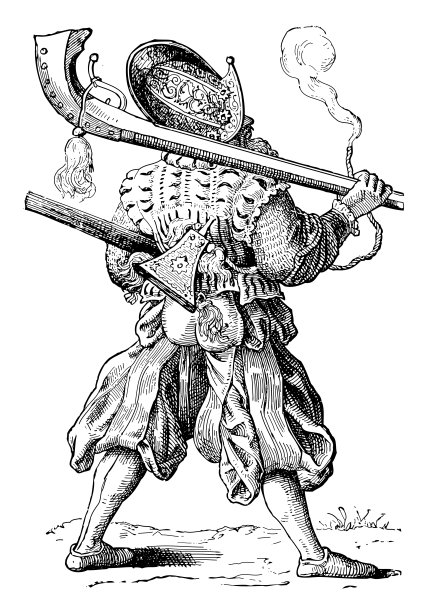 Landsknecht doppelsoldner(日耳曼雇佣兵)-老式雕刻插图图片下载