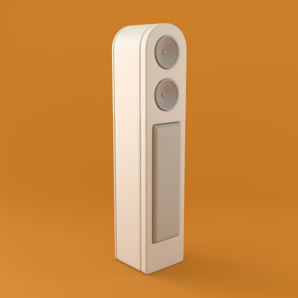 橙色背景上的单色高立体声座舱，3d渲染图片下载