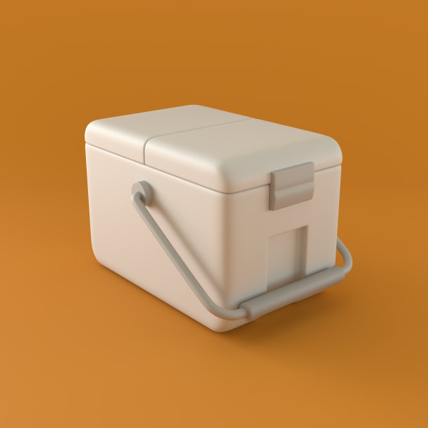 单色冷却器橙色背景，3d渲染图片下载