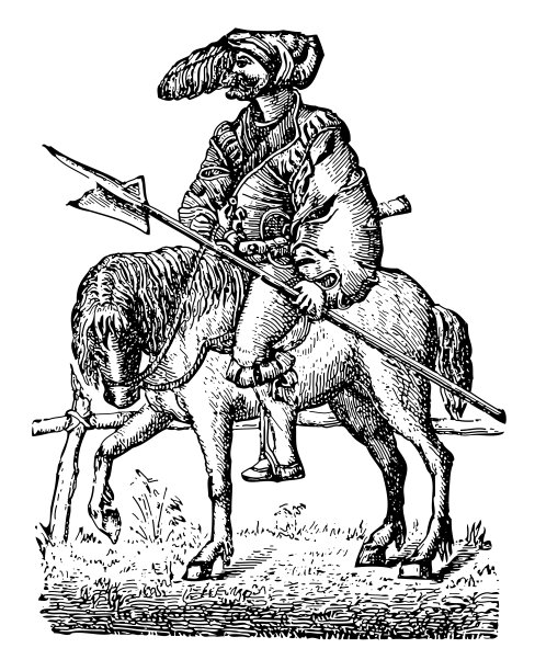 Landsknecht(日耳曼雇佣兵)-老式雕刻插图图片下载