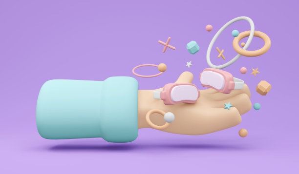 手持VR眼镜元素在元世界数字生活背景概念上的3D渲染。3 d渲染插图。图片下载