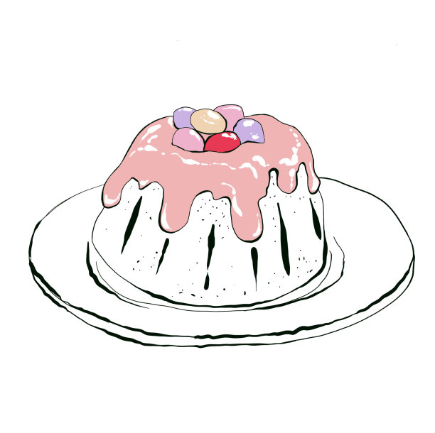 复活节蛋糕，甜点。手绘插图卡通风格。设计明信片，贴纸，菜单图片下载