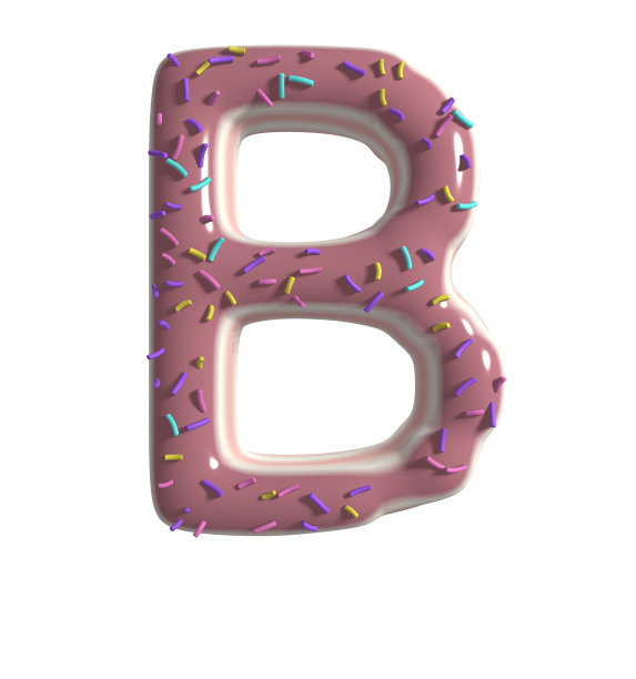 草莓甜甜圈主题字体字母B图片下载