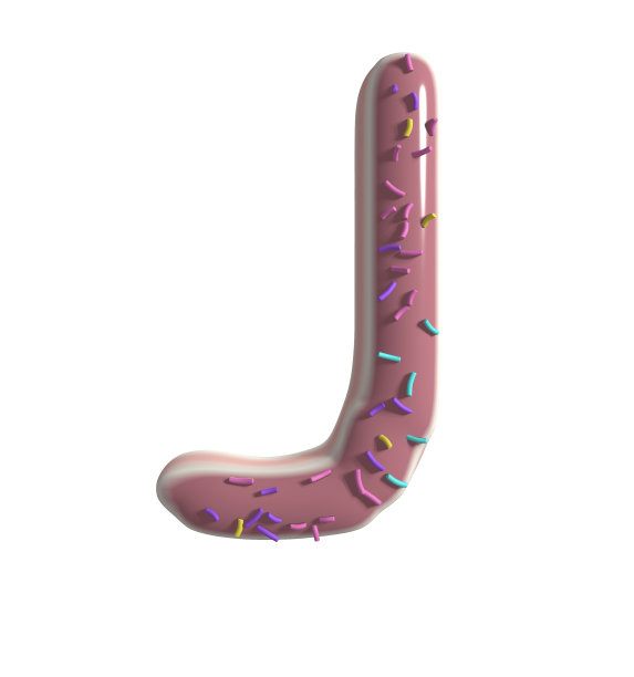 草莓甜甜圈主题字体字母J图片下载