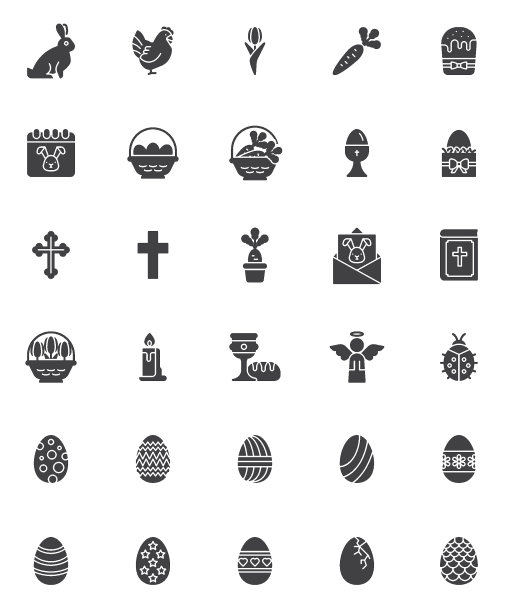 快乐的复活节矢量图标设置图片下载