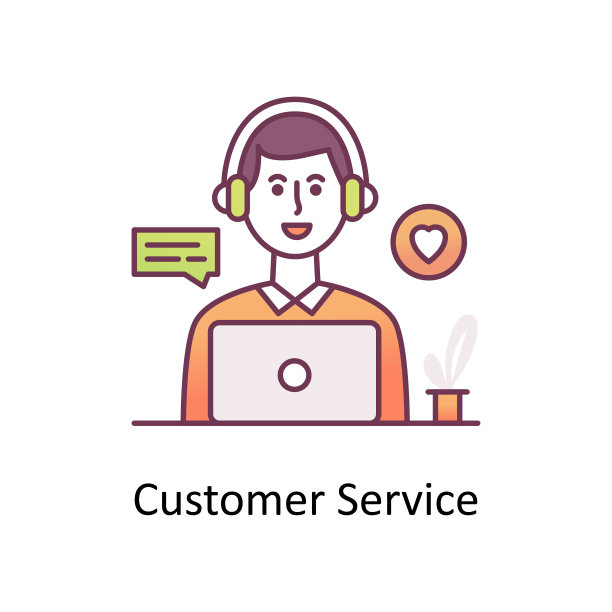 客户服务矢量填充轮廓图标设计插图。物流和供应链管理符号在白色背景EPS 10文件图片下载