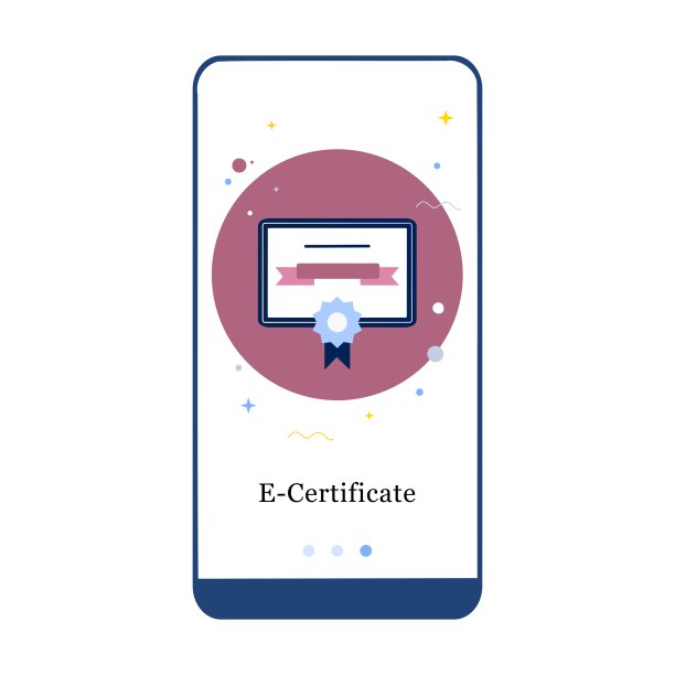 在线证书、电子证书、毕业论文手机app登陆屏幕。菜单矢量banner模板为界面UX, UI GUI屏幕移动开发。网站设计平面插图。图片下载
