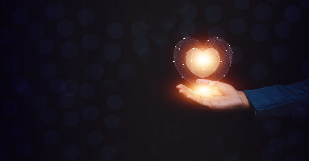 屏幕上手持数字心脏，医疗保健，爱心，器官捐赠，世界心脏日，世界卫生日，图片下载