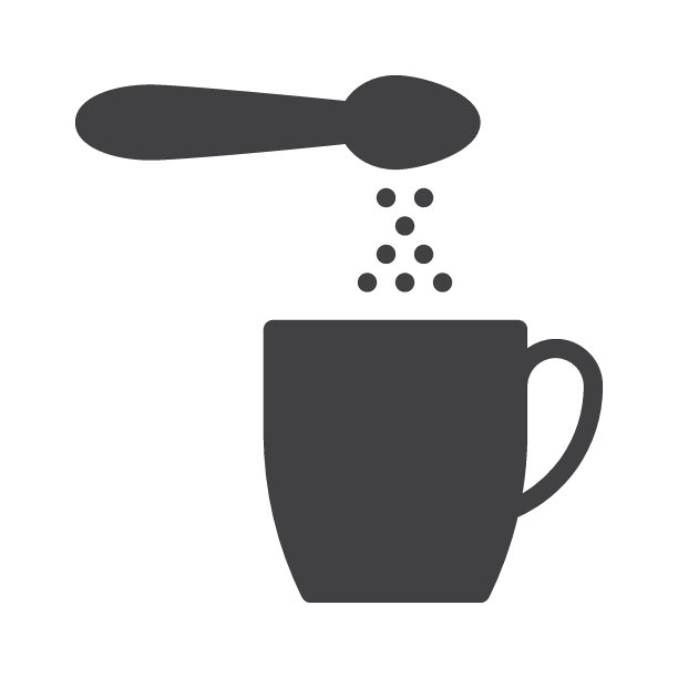 糖勺和茶杯矢量图标图片下载