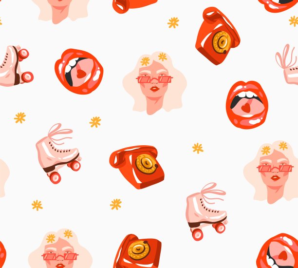 手绘矢量抽象股票平面图形插图打印与复古，复古波西米亚现代无缝图案与复古嬉皮插图的颜色背景。图片下载