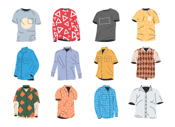 男人和女人衬衫收集孤立。图片下载