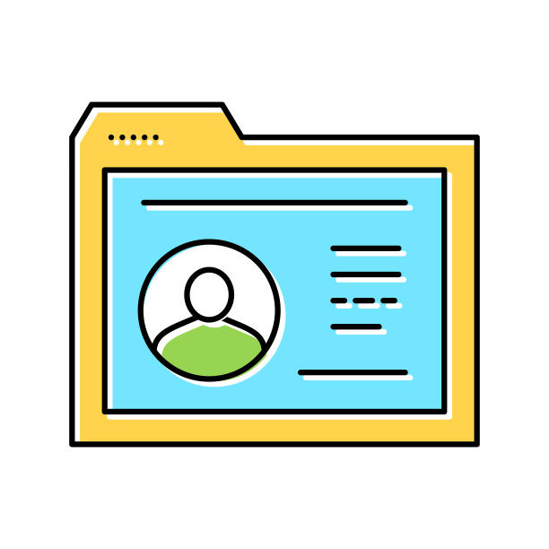 员工简历网站彩色图标矢量插图图片下载