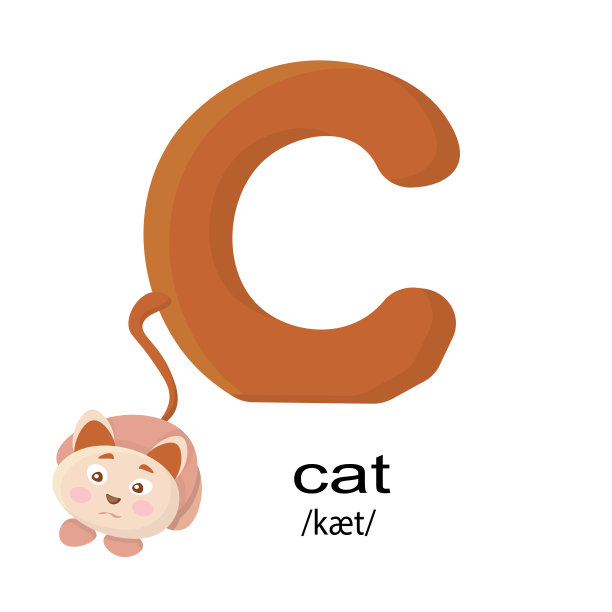 猫和字母C的图解图片下载