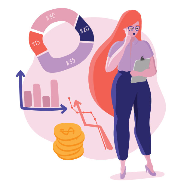 商业女性思考财务规划图片下载