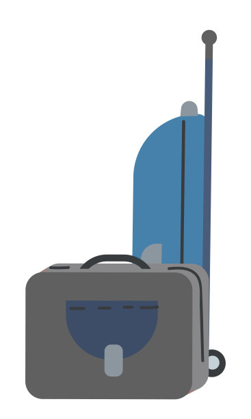 行李半平面颜色矢量对象图片下载