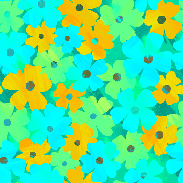 卡通风格花卉无缝图案。杂乱的植物背景由野花组成。夏季主题与简单的草甸花蕾。时髦的平坦的插图。雏菊纹理为面料，表面设计图片下载